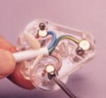 Tighten the little screw on each of the plug's pins.
