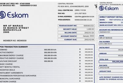 Eskom bill Eskom bill